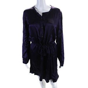 Calypso Saint Barth Womens Silk Half Button Down Shirt Dress Purple Size Small